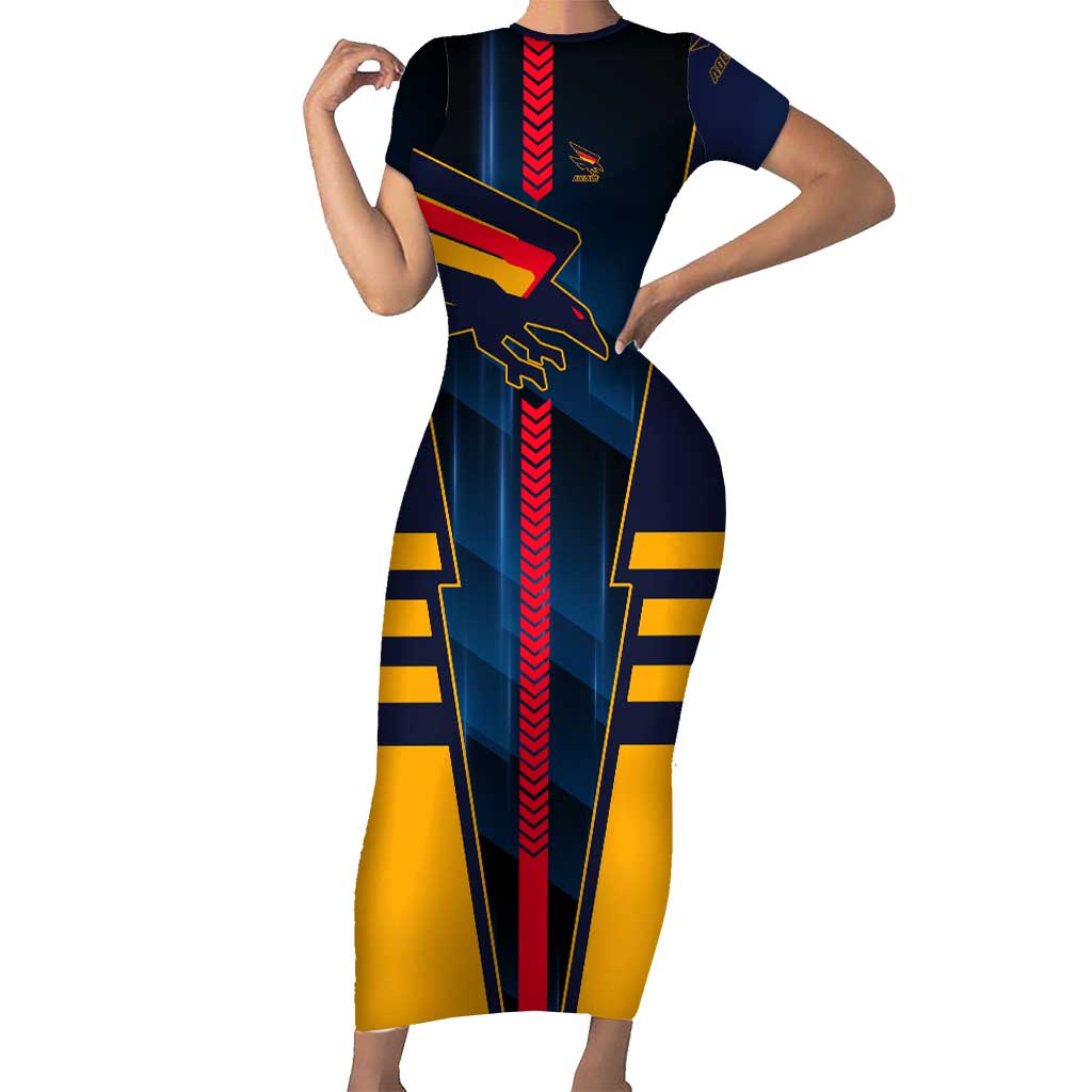 Personalized Adelaide Crows Short Sleeve Bodycon Dress Modern Geometric Sports Graphic Style