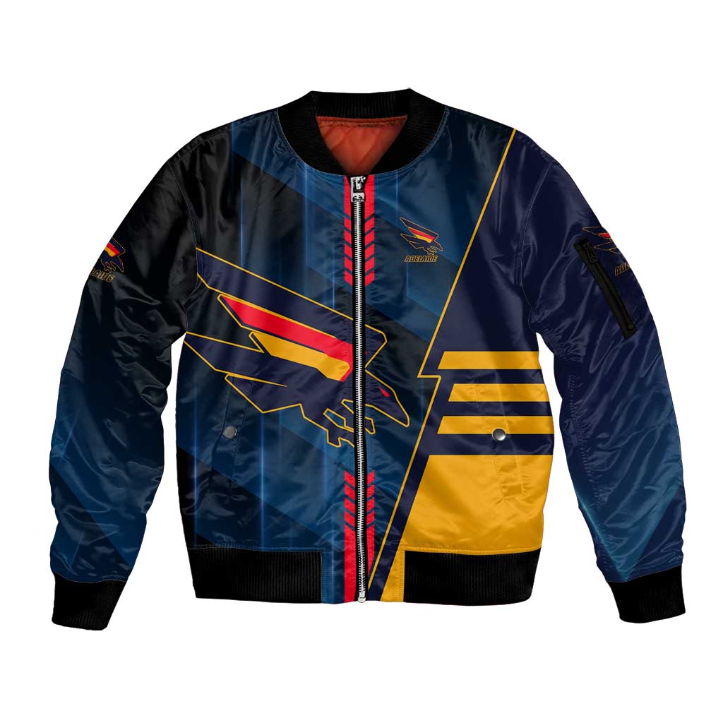 Personalized Adelaide Crows Sleeve Zip Bomber Jacket Modern Geometric Sports Graphic Style