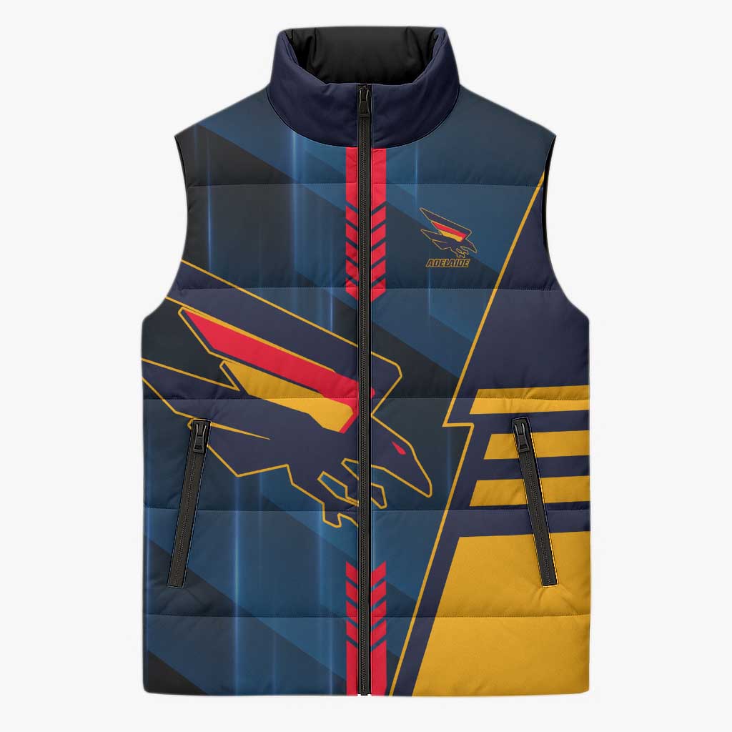 Personalized Adelaide Crows Sleeveless Puffer Jacket Modern Geometric Sports Graphic Style