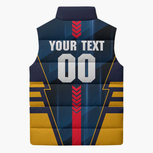 Personalized Adelaide Crows Sleeveless Puffer Jacket Modern Geometric Sports Graphic Style