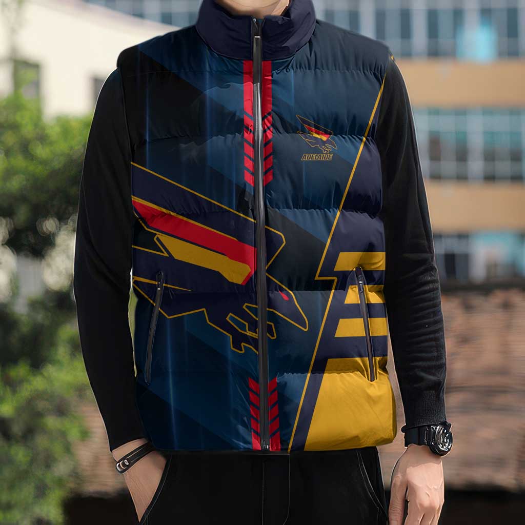 Personalized Adelaide Crows Sleeveless Puffer Jacket Modern Geometric Sports Graphic Style