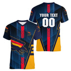 Personalized Adelaide Crows Women V-Neck T-Shirt Modern Geometric Sports Graphic Style