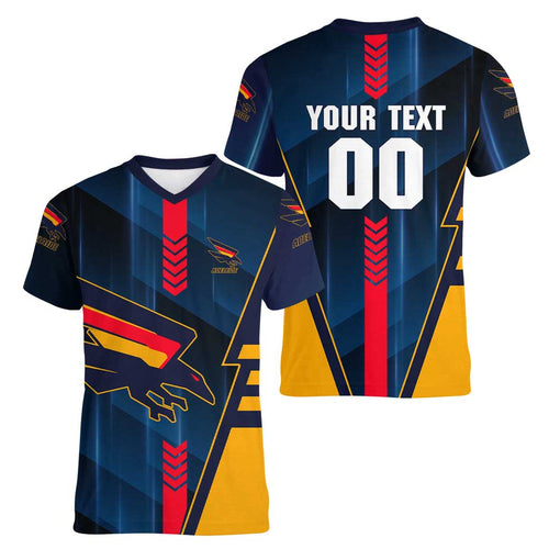 Personalized Adelaide Crows Women V-Neck T-Shirt Modern Geometric Sports Graphic Style