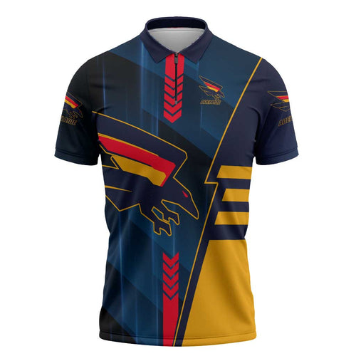 Personalized Adelaide Crows Zipper Polo Shirt Modern Geometric Sports Graphic Style