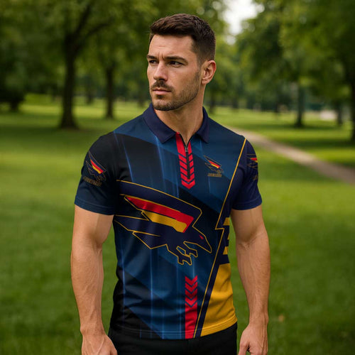 Personalized Adelaide Crows Zipper Polo Shirt Modern Geometric Sports Graphic Style
