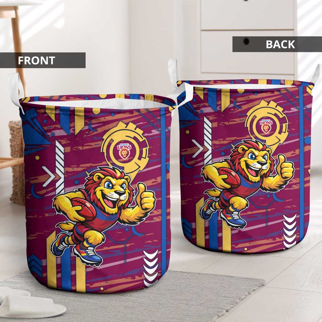 Brisbane Lions Laundry Basket Mascot Cartoon Football Illustration Style