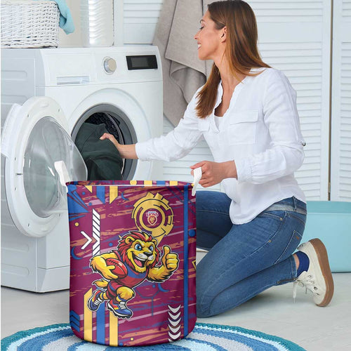 Brisbane Lions Laundry Basket Mascot Cartoon Football Illustration Style