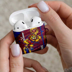 Brisbane Lions AirPods Case Mascot Cartoon Football Illustration Style