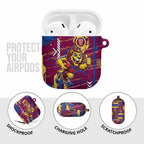 Brisbane Lions AirPods Case Mascot Cartoon Football Illustration Style