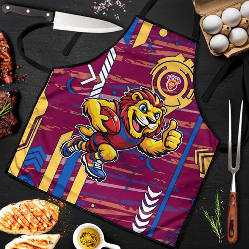 Brisbane Lions Apron Mascot Cartoon Football Illustration Style