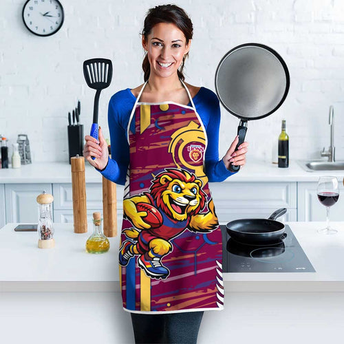 Brisbane Lions Apron Mascot Cartoon Football Illustration Style