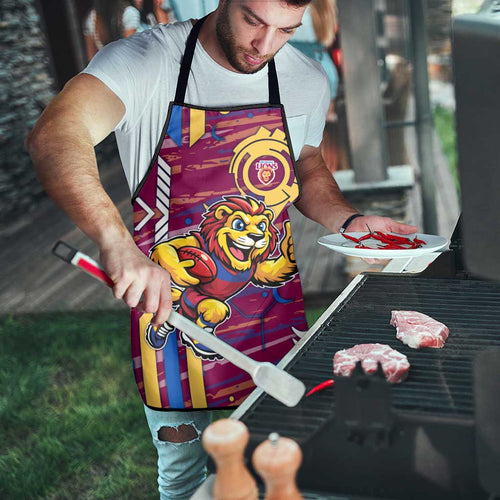 Brisbane Lions Apron Mascot Cartoon Football Illustration Style