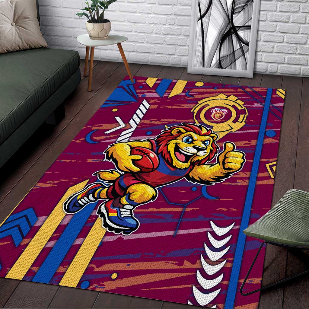 Brisbane Lions Area Rug Mascot Cartoon Football Illustration Style