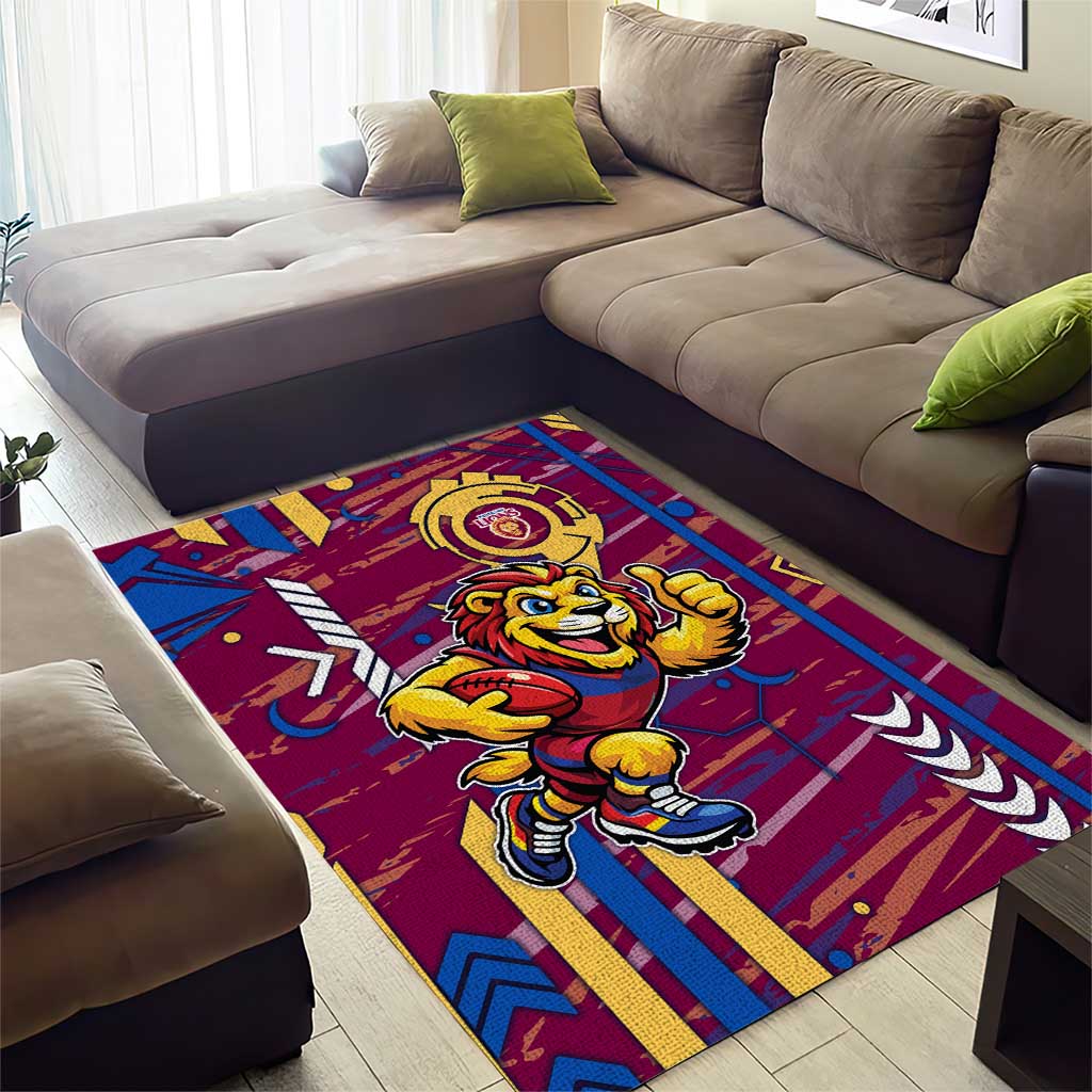Brisbane Lions Area Rug Mascot Cartoon Football Illustration Style