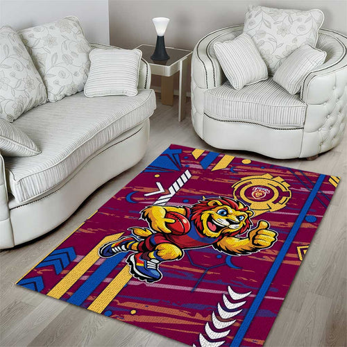 Brisbane Lions Area Rug Mascot Cartoon Football Illustration Style