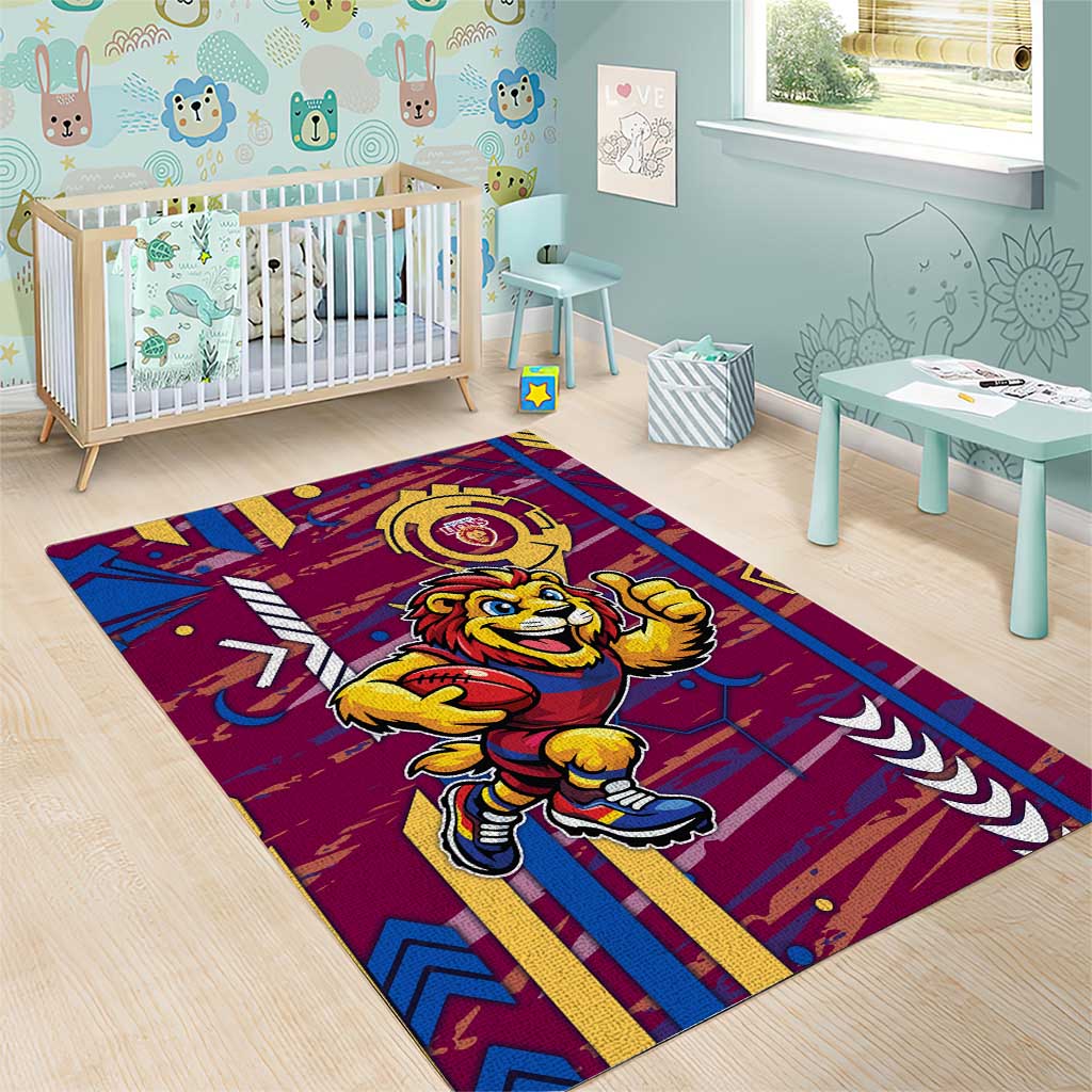Brisbane Lions Area Rug Mascot Cartoon Football Illustration Style