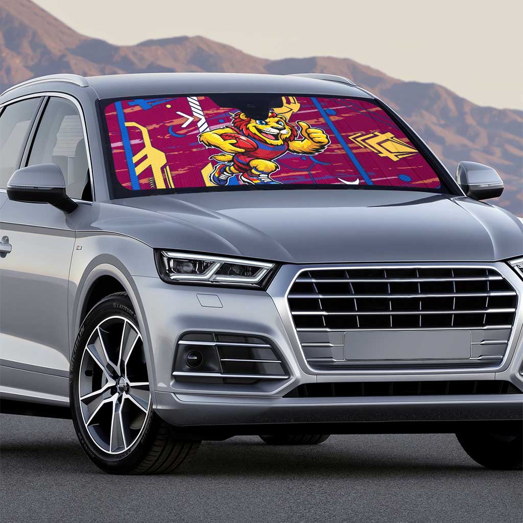 Brisbane Lions Auto Sun Shade Mascot Cartoon Football Illustration Style