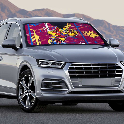 Brisbane Lions Auto Sun Shade Mascot Cartoon Football Illustration Style