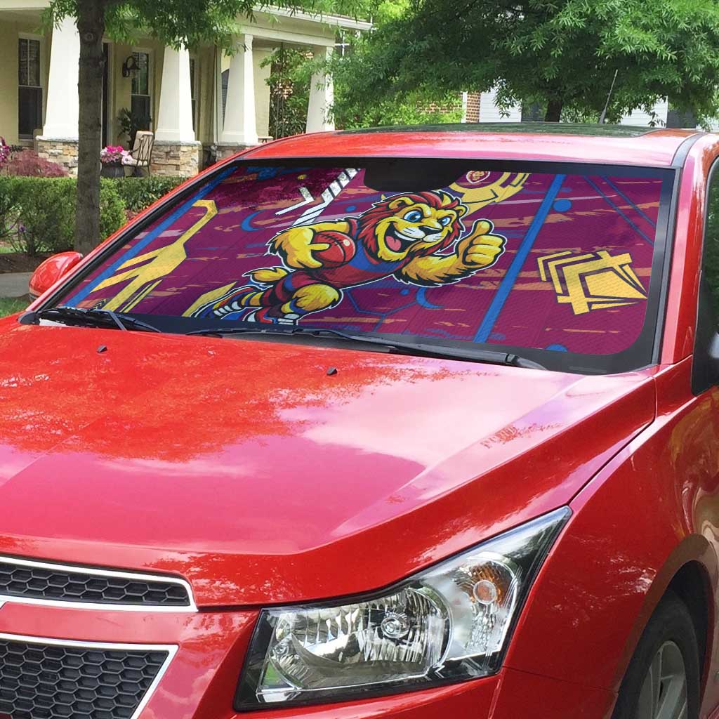 Brisbane Lions Auto Sun Shade Mascot Cartoon Football Illustration Style