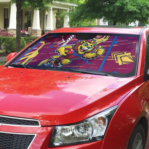 Brisbane Lions Auto Sun Shade Mascot Cartoon Football Illustration Style