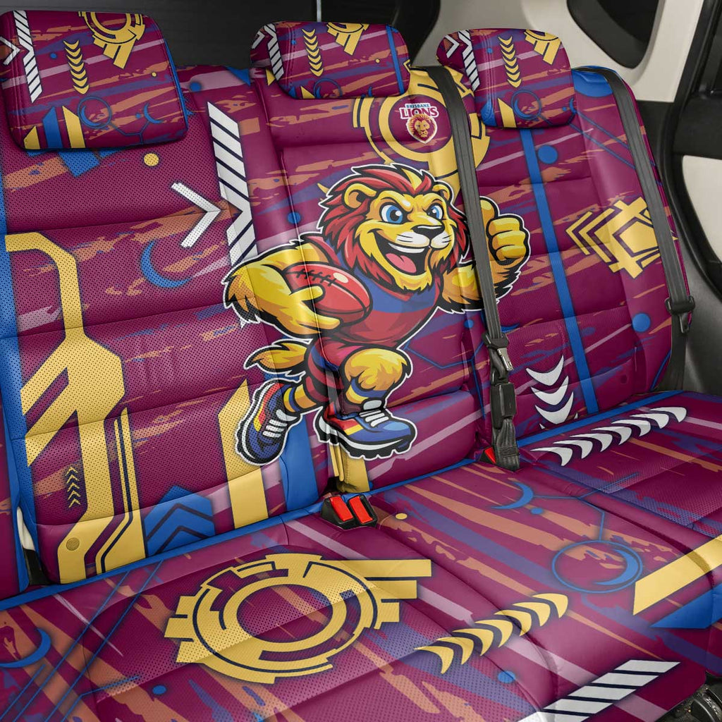 Brisbane Lions Back Car Seat Cover Mascot Cartoon Football Illustration Style