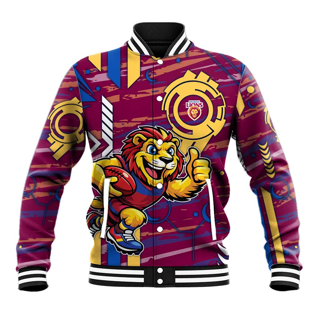 Brisbane Lions Baseball Jacket Mascot Cartoon Football Illustration Style