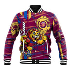 Brisbane Lions Baseball Jacket Mascot Cartoon Football Illustration Style