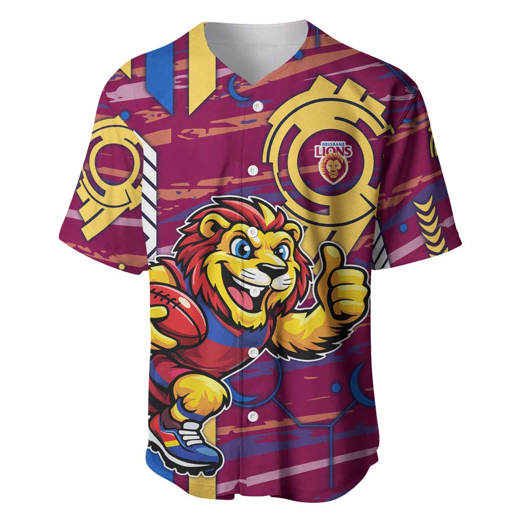 Brisbane Lions Baseball Jersey Mascot Cartoon Football Illustration Style