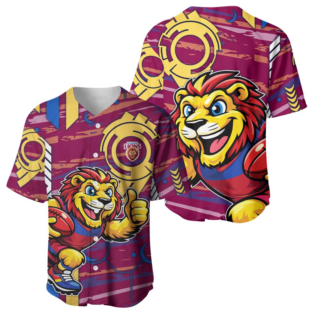 Brisbane Lions Baseball Jersey Mascot Cartoon Football Illustration Style