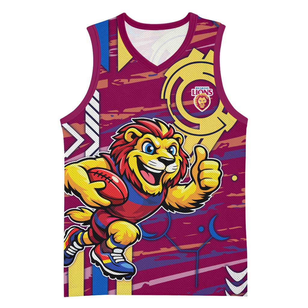 Brisbane Lions Basketball Jersey Mascot Cartoon Football Illustration Style