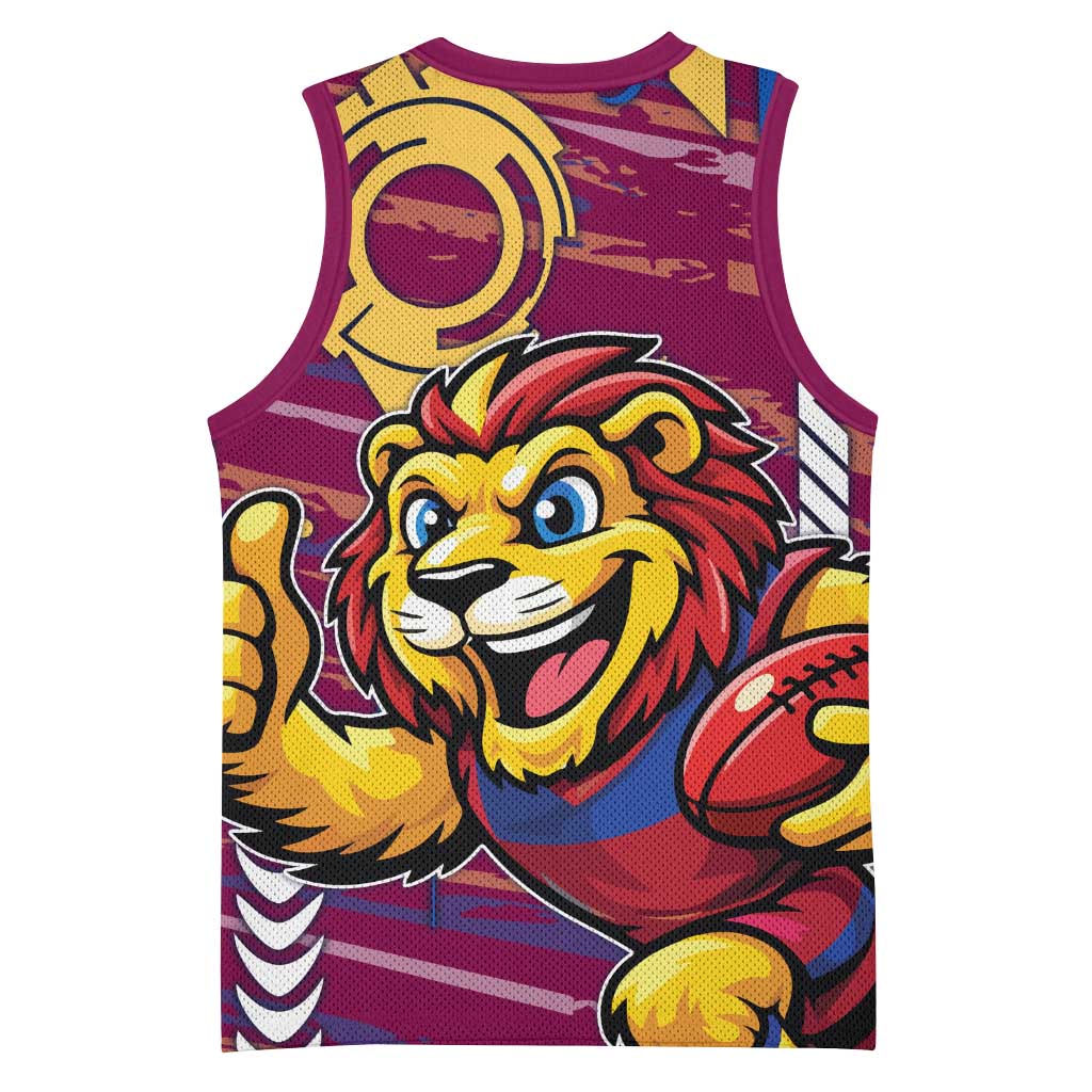 Brisbane Lions Basketball Jersey Mascot Cartoon Football Illustration Style
