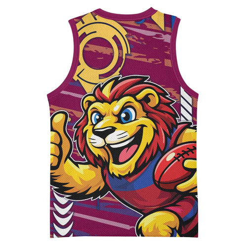 Brisbane Lions Basketball Jersey Mascot Cartoon Football Illustration Style