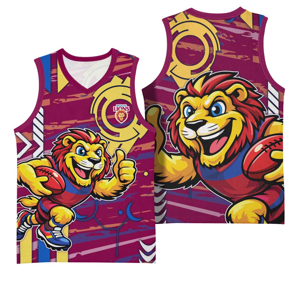 Brisbane Lions Basketball Jersey Mascot Cartoon Football Illustration Style