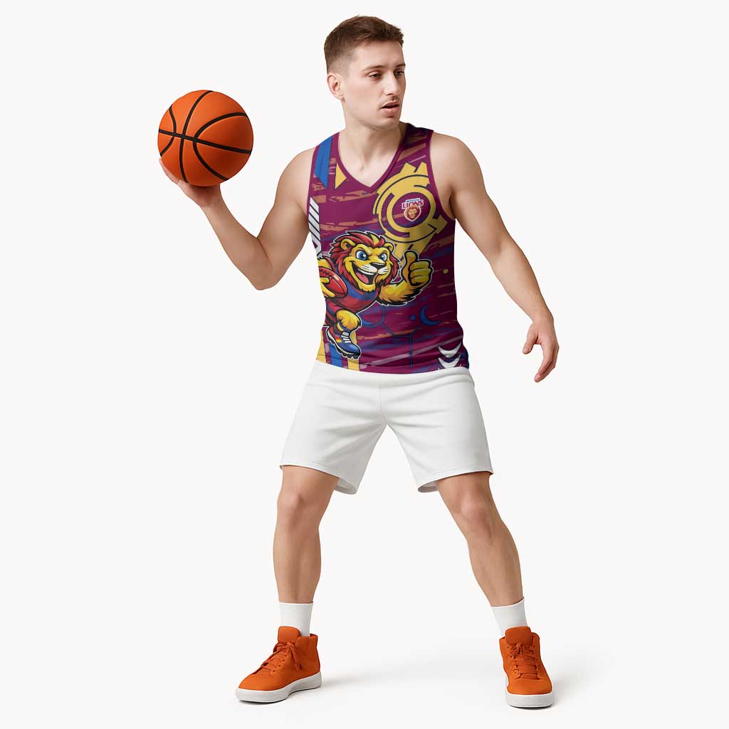 Brisbane Lions Basketball Jersey Mascot Cartoon Football Illustration Style