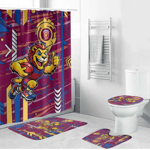 Brisbane Lions Bathroom Set Mascot Cartoon Football Illustration Style