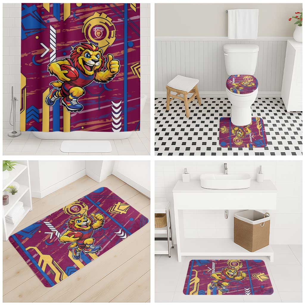Brisbane Lions Bathroom Set Mascot Cartoon Football Illustration Style