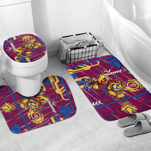 Brisbane Lions Bathroom Set Mascot Cartoon Football Illustration Style