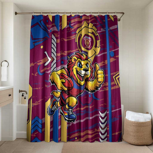 Brisbane Lions Bathroom Set Mascot Cartoon Football Illustration Style