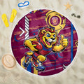 Brisbane Lions Beach Blanket Mascot Cartoon Football Illustration Style