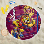 Brisbane Lions Beach Blanket Mascot Cartoon Football Illustration Style