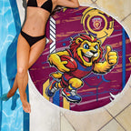 Brisbane Lions Beach Blanket Mascot Cartoon Football Illustration Style