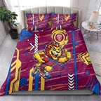 Brisbane Lions Bedding Set Mascot Cartoon Football Illustration Style