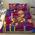Brisbane Lions Bedding Set Mascot Cartoon Football Illustration Style