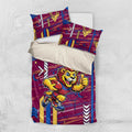 Brisbane Lions Bedding Set Mascot Cartoon Football Illustration Style