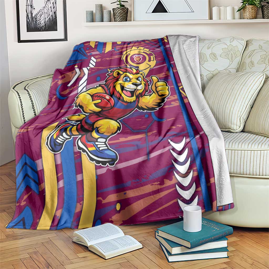 Brisbane Lions Blanket Mascot Cartoon Football Illustration Style
