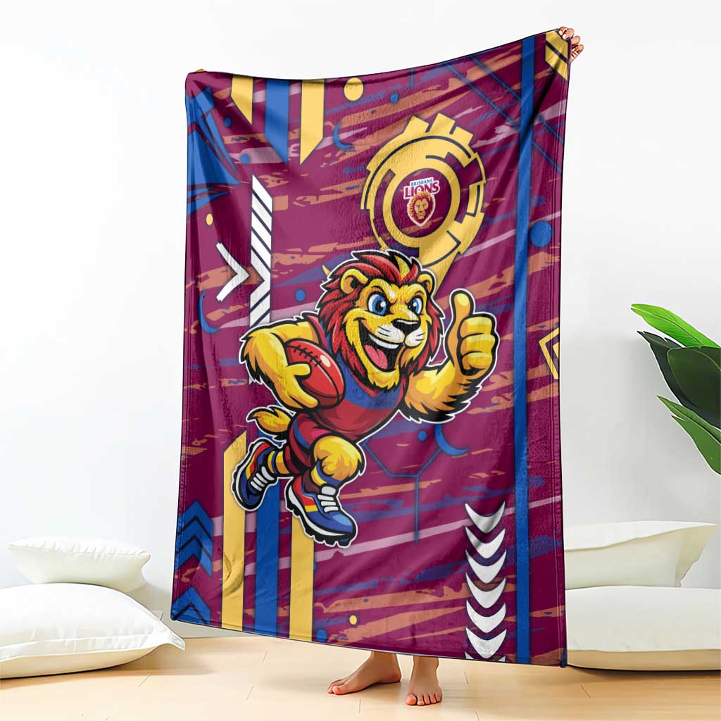 Brisbane Lions Blanket Mascot Cartoon Football Illustration Style