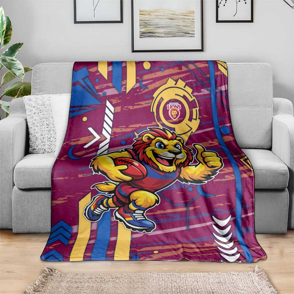 Brisbane Lions Blanket Mascot Cartoon Football Illustration Style