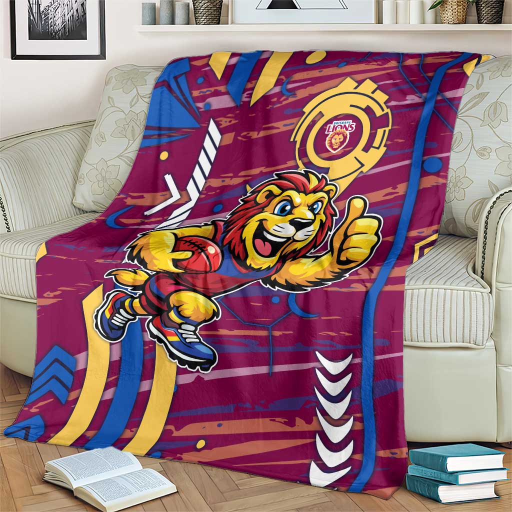 Brisbane Lions Blanket Mascot Cartoon Football Illustration Style