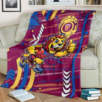 Brisbane Lions Blanket Mascot Cartoon Football Illustration Style