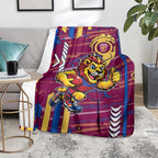 Brisbane Lions Blanket Mascot Cartoon Football Illustration Style